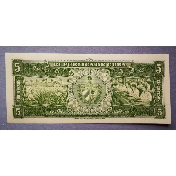Cuba 5 Pesos 1958 Unc-