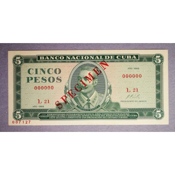 Cuba 5 Pesos 1968 Unc - specimen