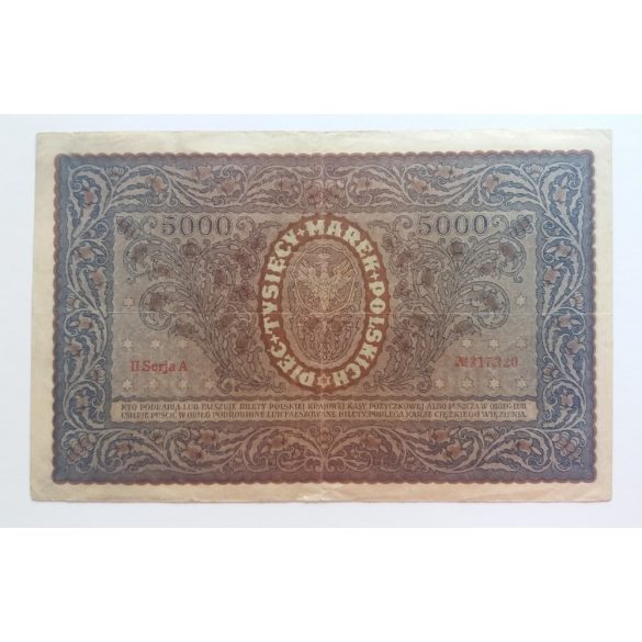 Poland 5000 marek 1920 VF