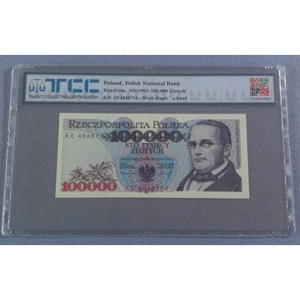 Poland 100000 zlotych 1993 UNC certified banknote 