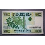 Lebanon 100000 Livres 2001 Unc
