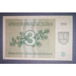 Lithuania 3 Talonas 1991 UNC