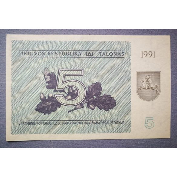 Litvánia 5 Talonas 1991 UNC