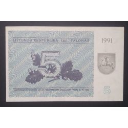 Lithuania 5 Talonas 1991 Unc