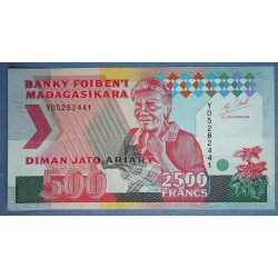 Madagascar 2500 Francs 500 Ariary 1994 XF