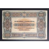 Hungary 1000 Korona 1920 XF black serial