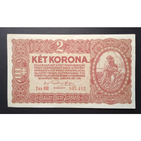 Magyarország 2 Korona 1920 VF+