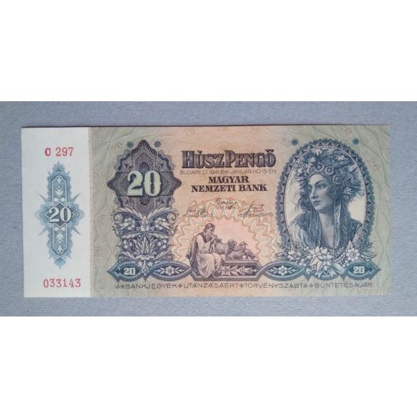 Hungary 20 Pengő 1941 aUnc+