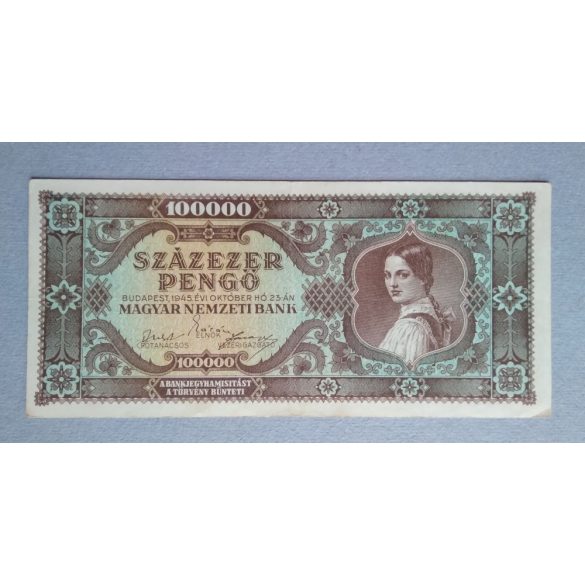 Hungary 100000 Pengő 1945  VF