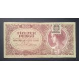 Hungary 10000 Pengő 1945 VF+ with MNB stamp