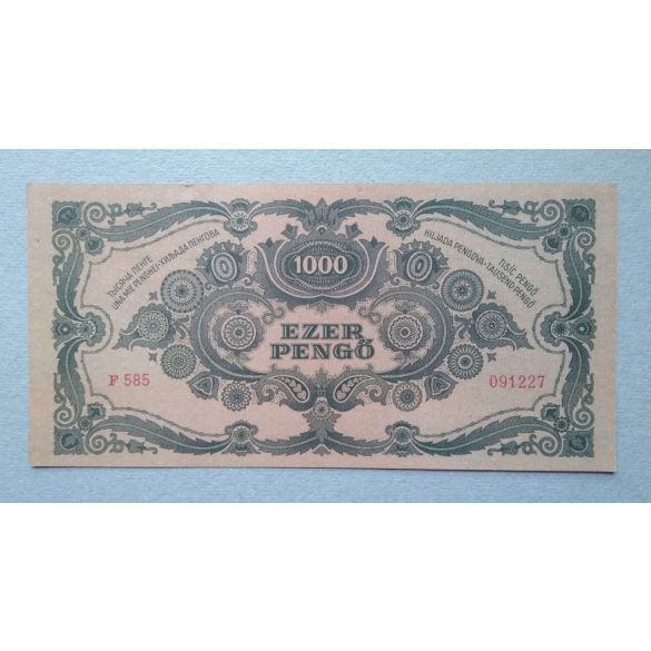 Hungary 1000 Pengő 1945 Aunc with MNB stamp