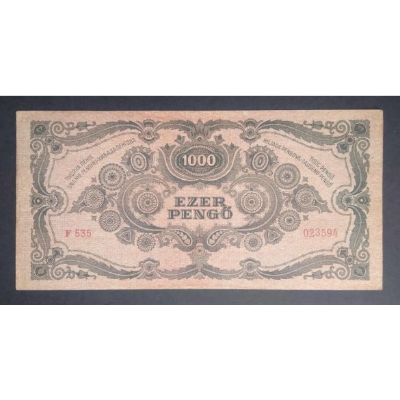 Hungary 1000 Pengő 1945 VF with MNB stamp