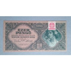 Hungary 1000 Pengő 1945 Aunc with MNB stamp