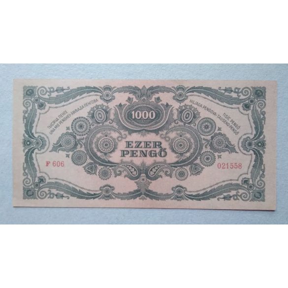 Hungary 1000 Pengő 1945 Aunc with MNB stamp