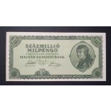 Hungary 100 Million Milpengő 1946 XF+