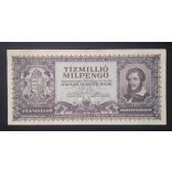 Hungary 10 Million Milpengő 1946 VF+