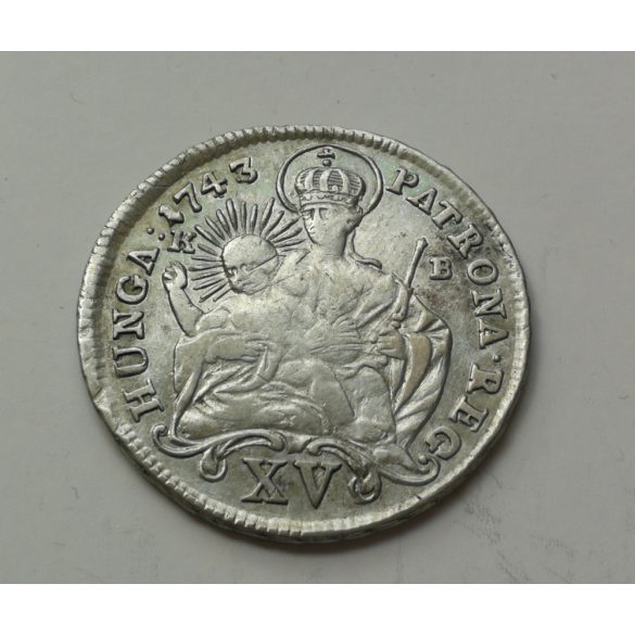 Magyarország 15 Krajcár Mária Terézia 1743 KB, ezüst