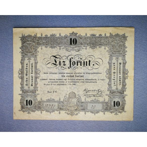 Hungary 10 Forint 1848 F+