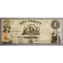 Hungary Kossuth 1 Forint 1852 aUNC with Commemoretive stamps