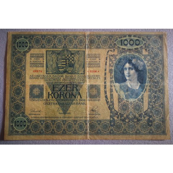 Ausztria - Magyarország 1000 Korona 1902 felülbélyegzéssel F