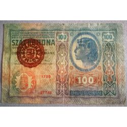 Austria - Hungary 100 Kronen 1912 F with Hungary stamp