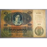 Ausztria - Magyarország 50 Korona 1914 VG+ Románia felülbélyegzéssel