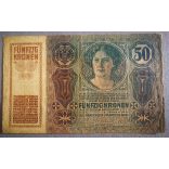 Ausztria - Magyarország 50 Korona 1914 VG+ Románia felülbélyegzéssel
