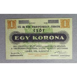 Hungary 1 Crown 1916 UNC Csót, Prisoner of War Camp