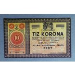 Hungary 10 Korona XF 1916 Csót, Prisoner of War Camp