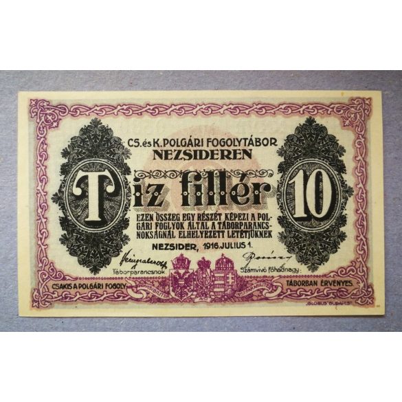 Magyarország 10 Fillér/Heller Nezsider, Polgári fogolytábor 1916 UNC 