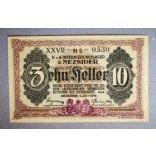 Hungary 10 Filler/Heller 1916 UNC Nezsideren, Civil Prison Camp