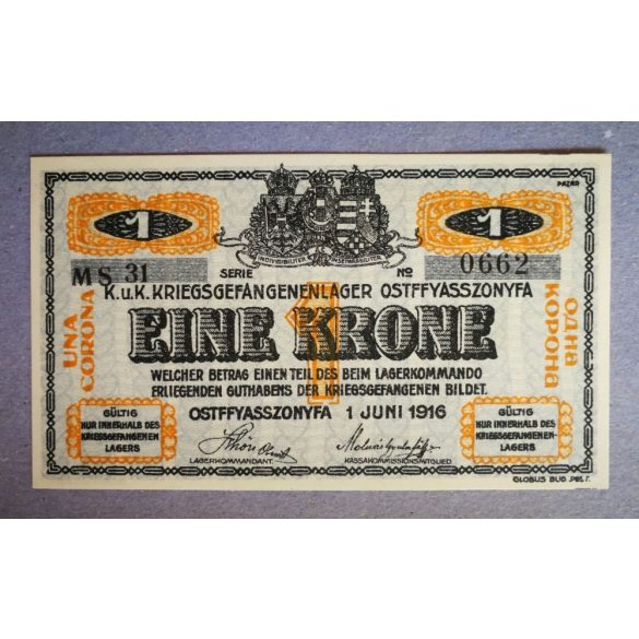 Hungary 1 Korona/Krone 1916 UNC Ostffyasszonyfa, POW camp