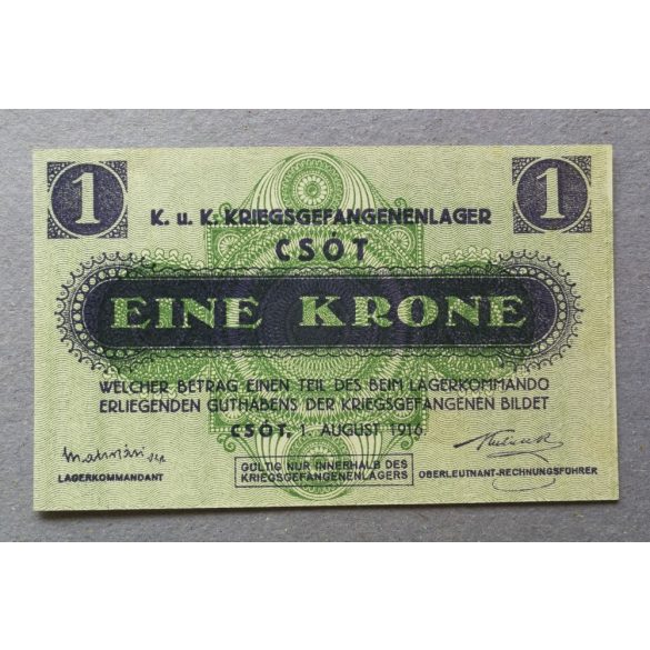 Hungary 1 Crown 1916 UNC Csót, Prisoner of War Camp