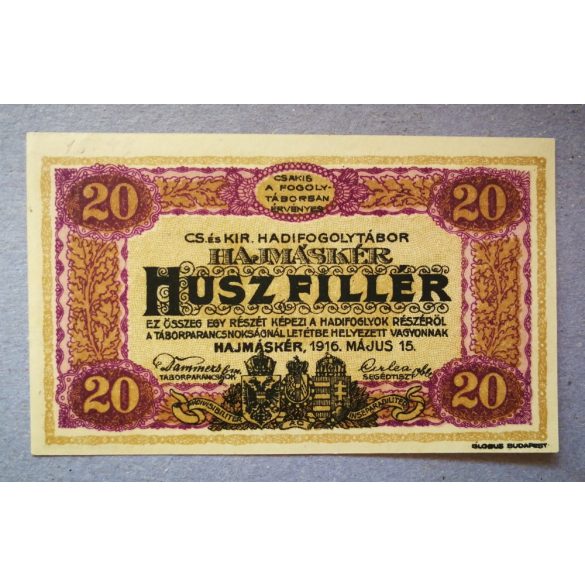 Magyarország 20 Fillér/Heller Hajmáskér, Hadifogoly tábor 1916 UNC 