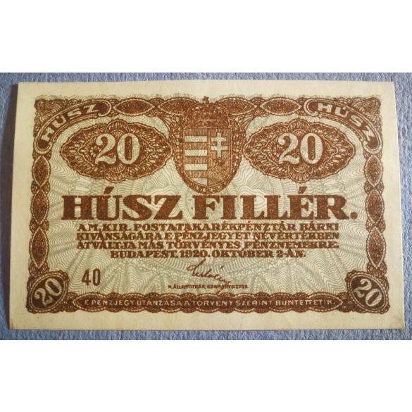 Magyarország 20 Fillér 1920 XF+