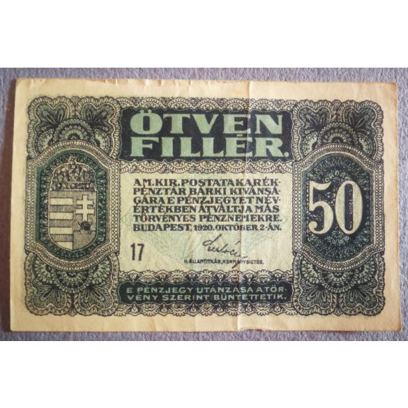 Magyarország 50 Fillér 1920 VF-