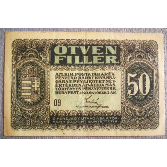 Magyarország 50 Fillér 1920 VF