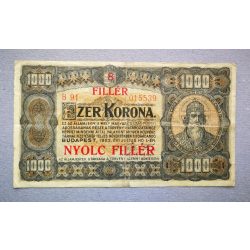 Hungary 1000 Korona/8 Fillér 1923 F