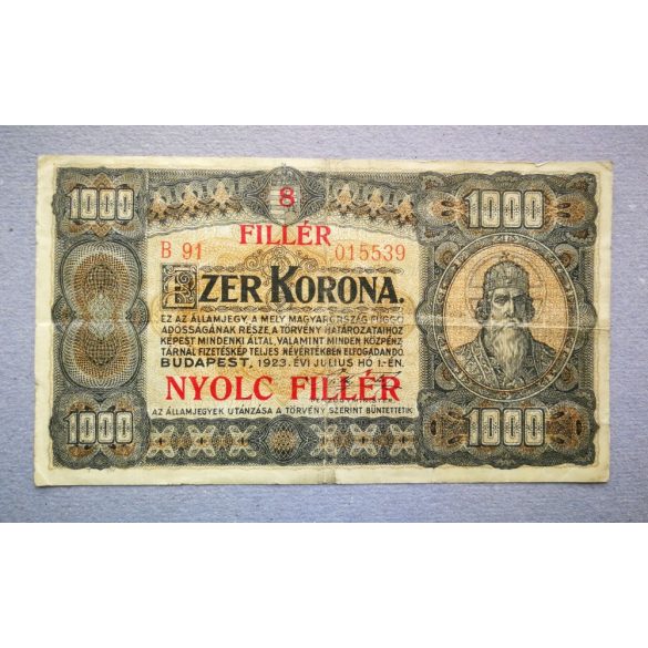 Hungary 1000 Korona/8 Fillér 1923 F