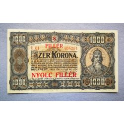 Hungary 1000 Korona/8 Fillér 1923 VF