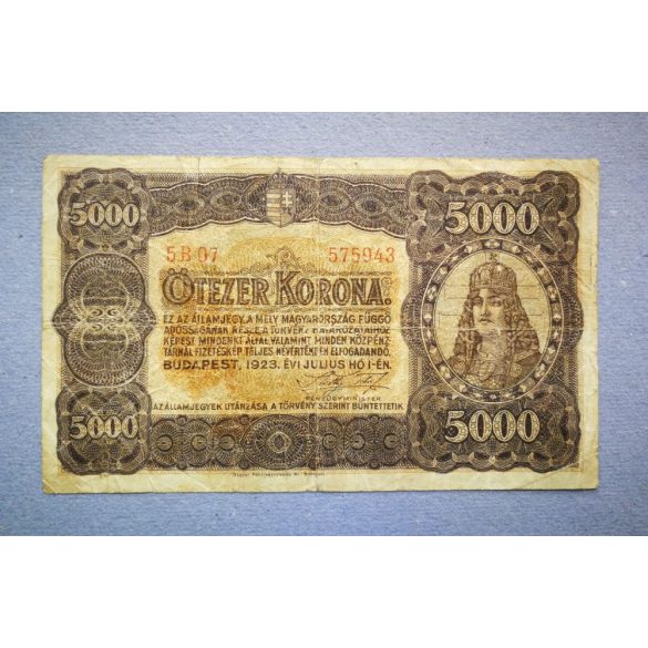 Hungary 5000 Korona 1923 VG