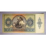Hungary 20 Pengő 1941 F - overstamped