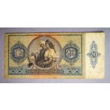 Hungary 20 Pengő 1941 VG - overstamped