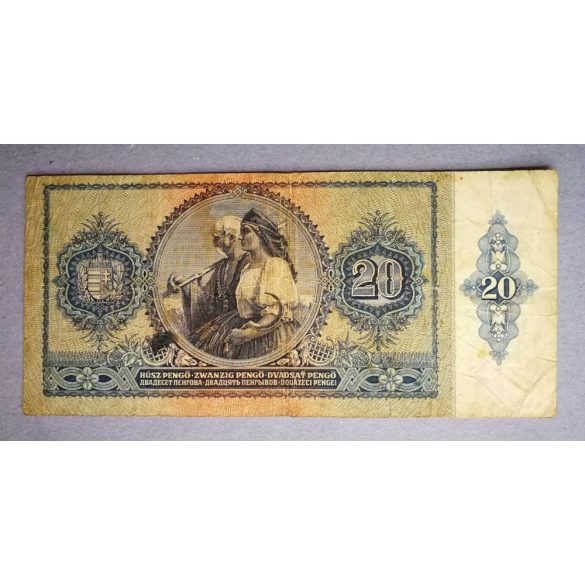 Hungary 20 Pengő 1941 VG - overstamped