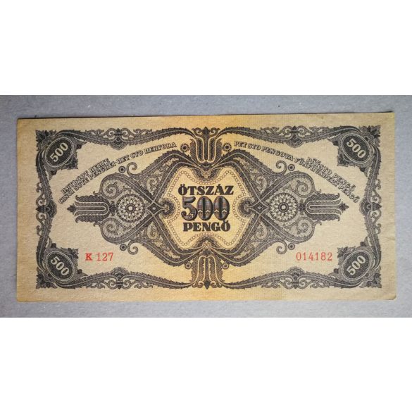 Hungary 500 Pengő 1945 XF - overstamped