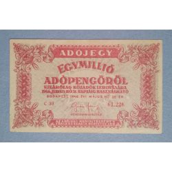 Magyarország Adójegy 1 millió Adópengőről 1946 F