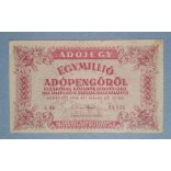 Hungary 1 million Taxpengo 1946 F