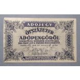 Hungary Tax Ticket 500000 from the Tax Bank 1946 VF - overstamped, with stamp 