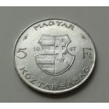 Magyarország Kossuth Lajos 5 Forint 1947 XF ezüst