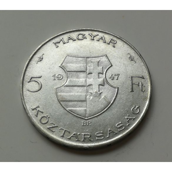 Hungary Lajos Kossuth 5 HUF 1947 XF silver